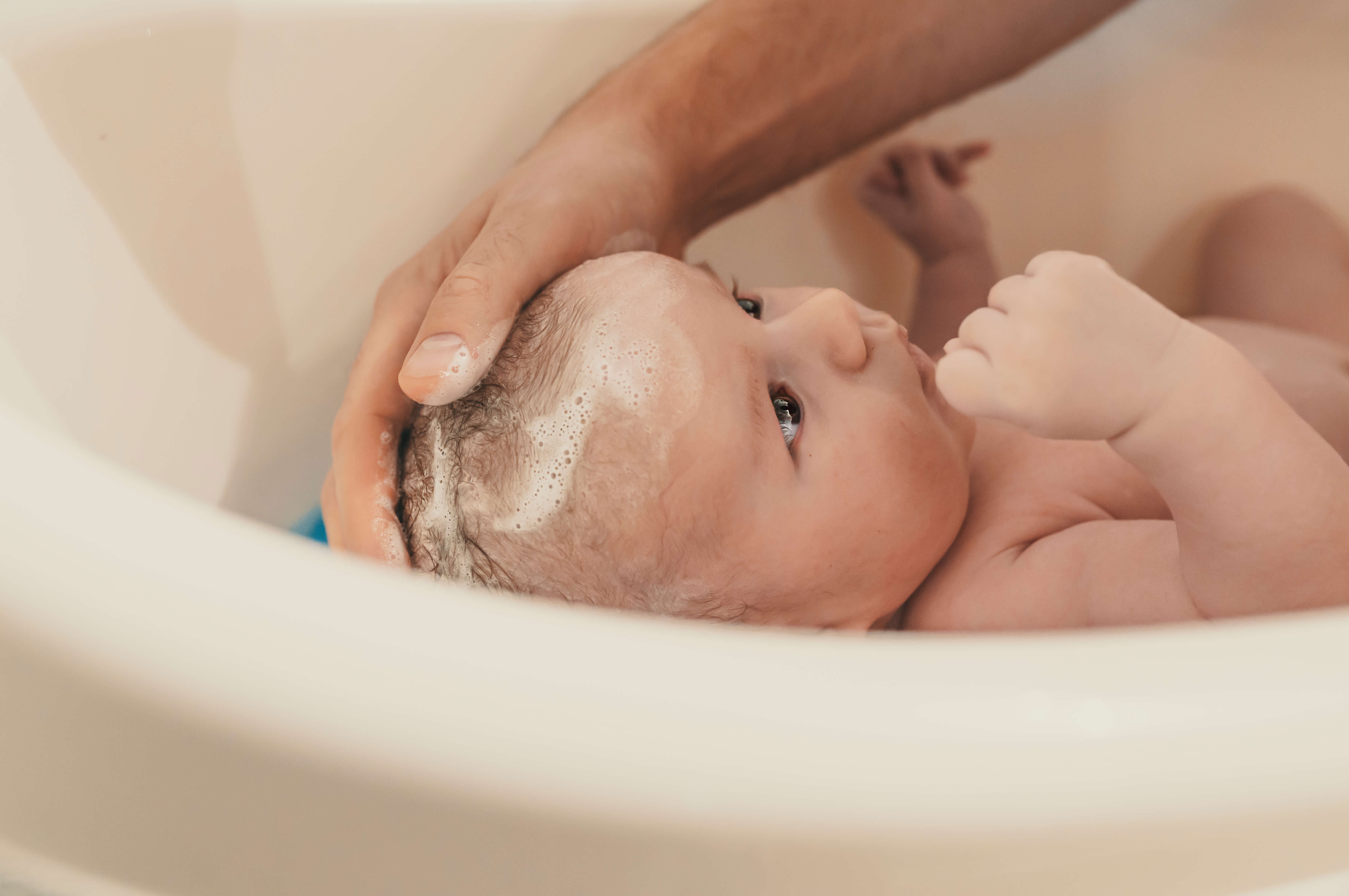 giving baby a bath