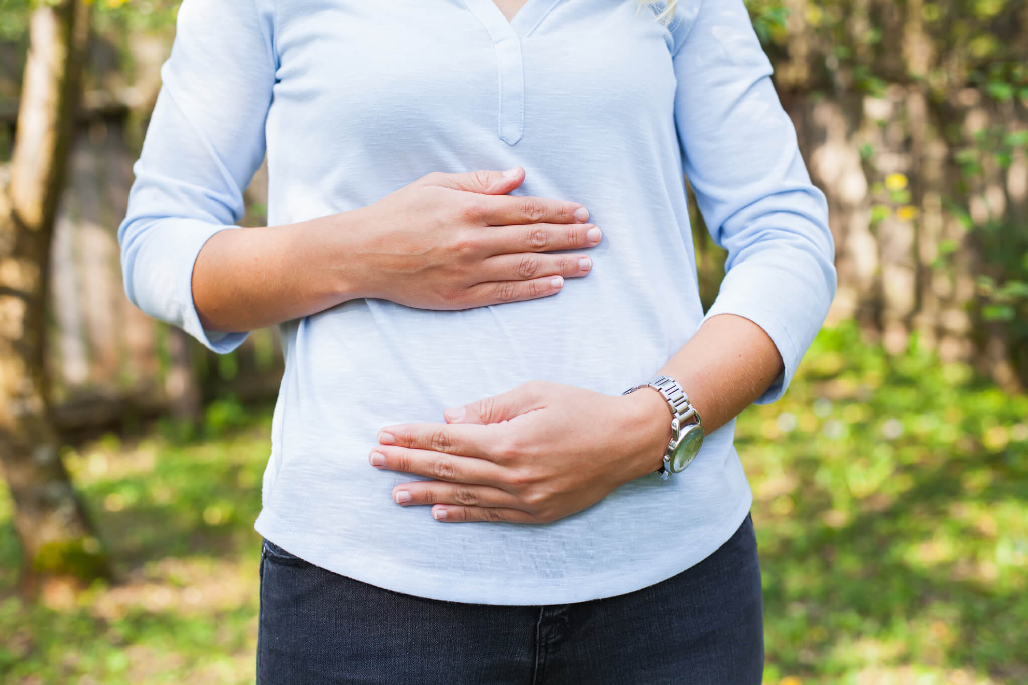 Pregnant woman walking outdoor